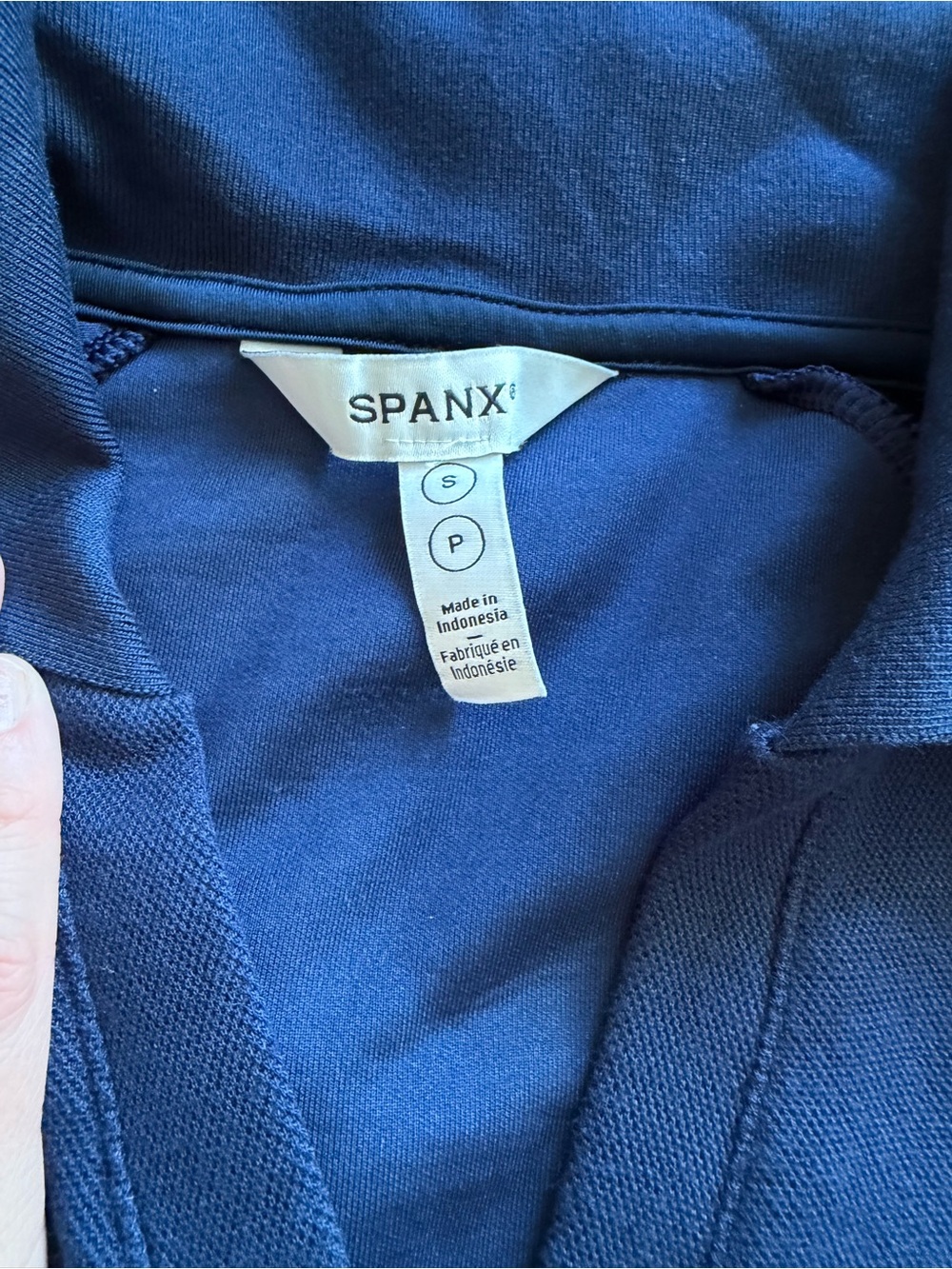 SPANX Timeless Navy Airpique Short Sleeve Polo Top - Picture 6 of 6